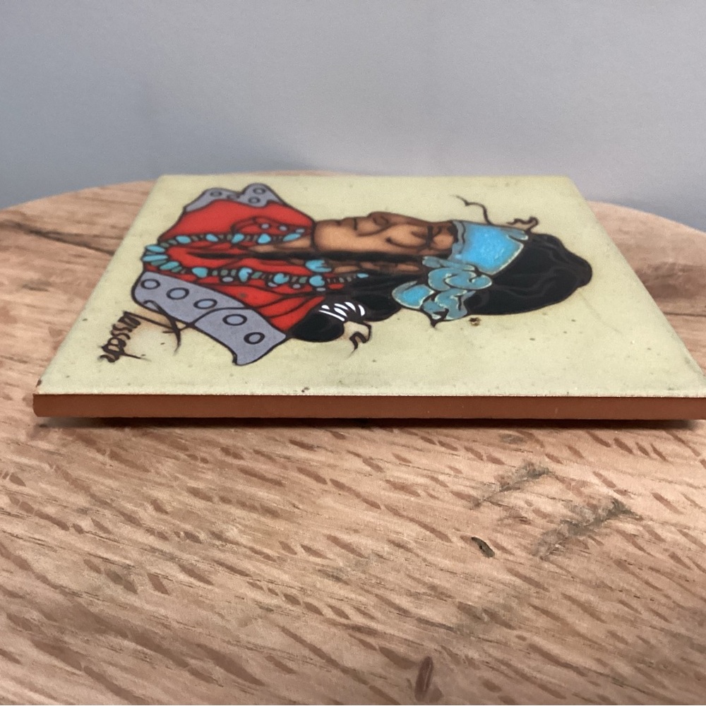 🔴 Vintage - Artist Cleo Teissedre - Kiln Fired - Hand Painted - Ceramic Tile - Picture 9 of 14